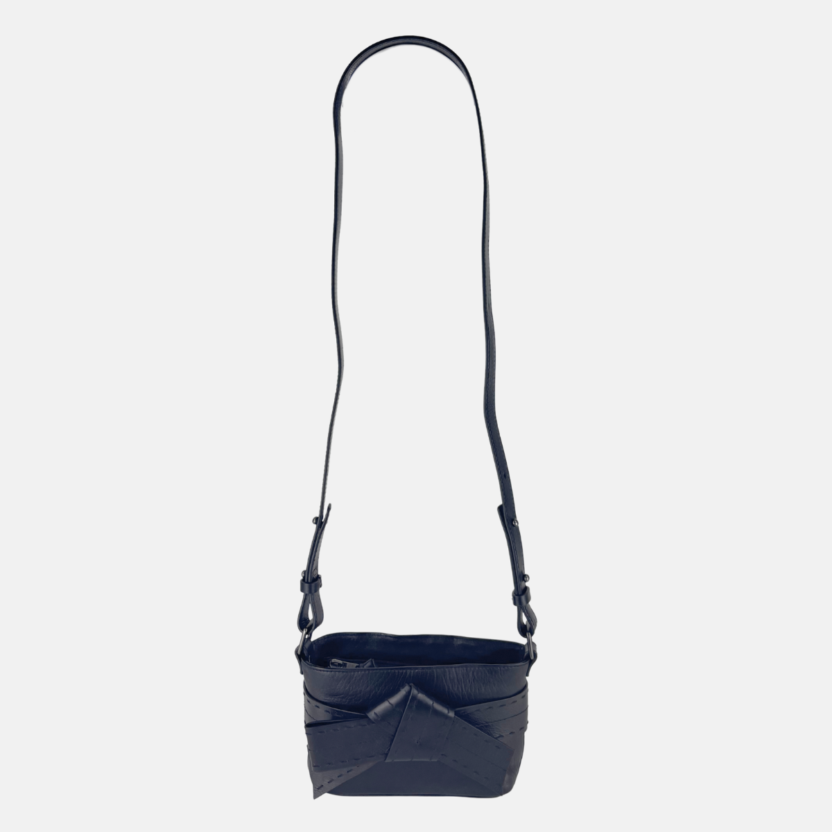 Rehard Crosstitched Bow Small Crossbody in Black - Big Bag NY