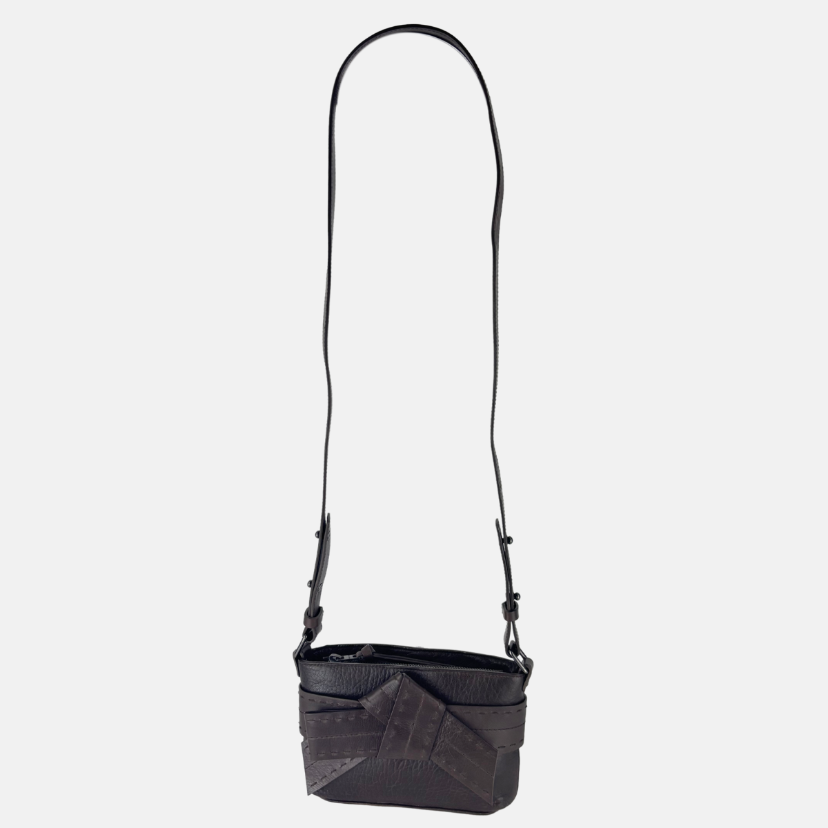 Rehard Crosstitched Bow Small Crossbody in Brown