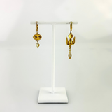 SACHA Asymmetrical Bird’s Eye Drop Earrings White - Big Bag NY