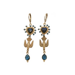 SACHA Bird Heart Drop Earrings Labradorite and Blue Tourmaline - Big Bag NY