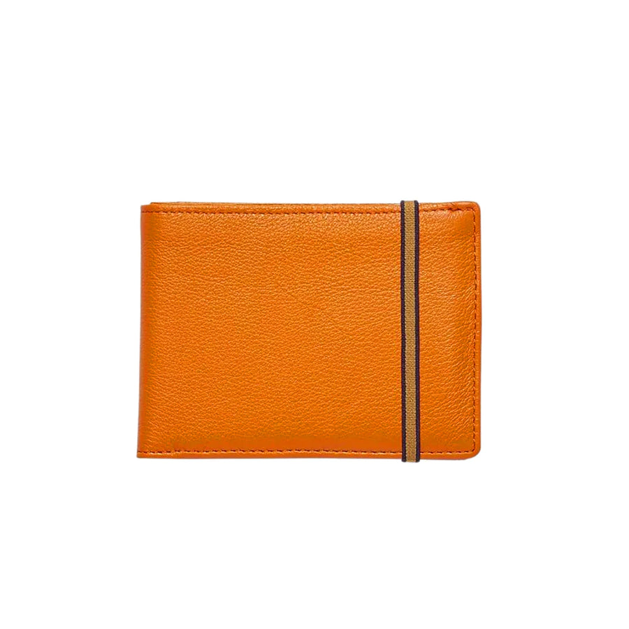 Orange Minimalist Wallet With Coin Pocket