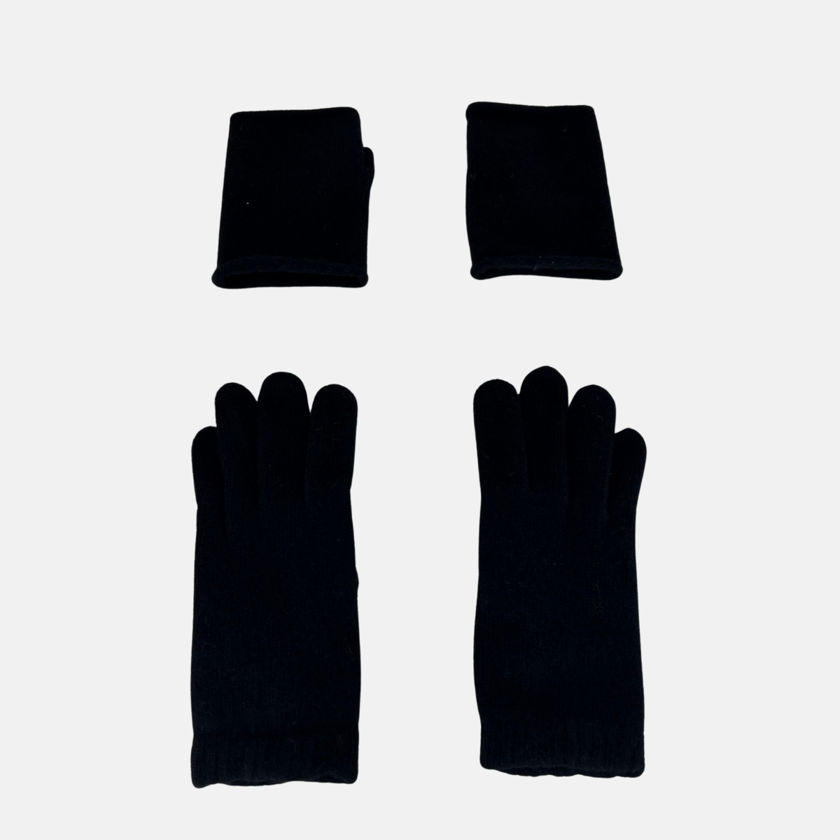 Santacana Short Wool and Cashmere Glove with Removable Fingerless Cover Marengo - Big Bag NY