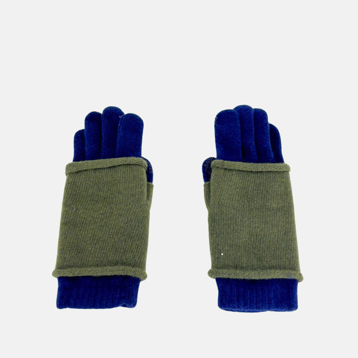 Santacana Short Wool and Cashmere Glove with Removable Fingerless Cover Navy - Big Bag NY