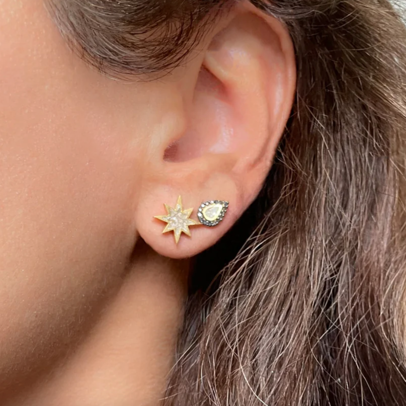 Shana Gulati Nash Studs Gold with Sand - Big Bag NY