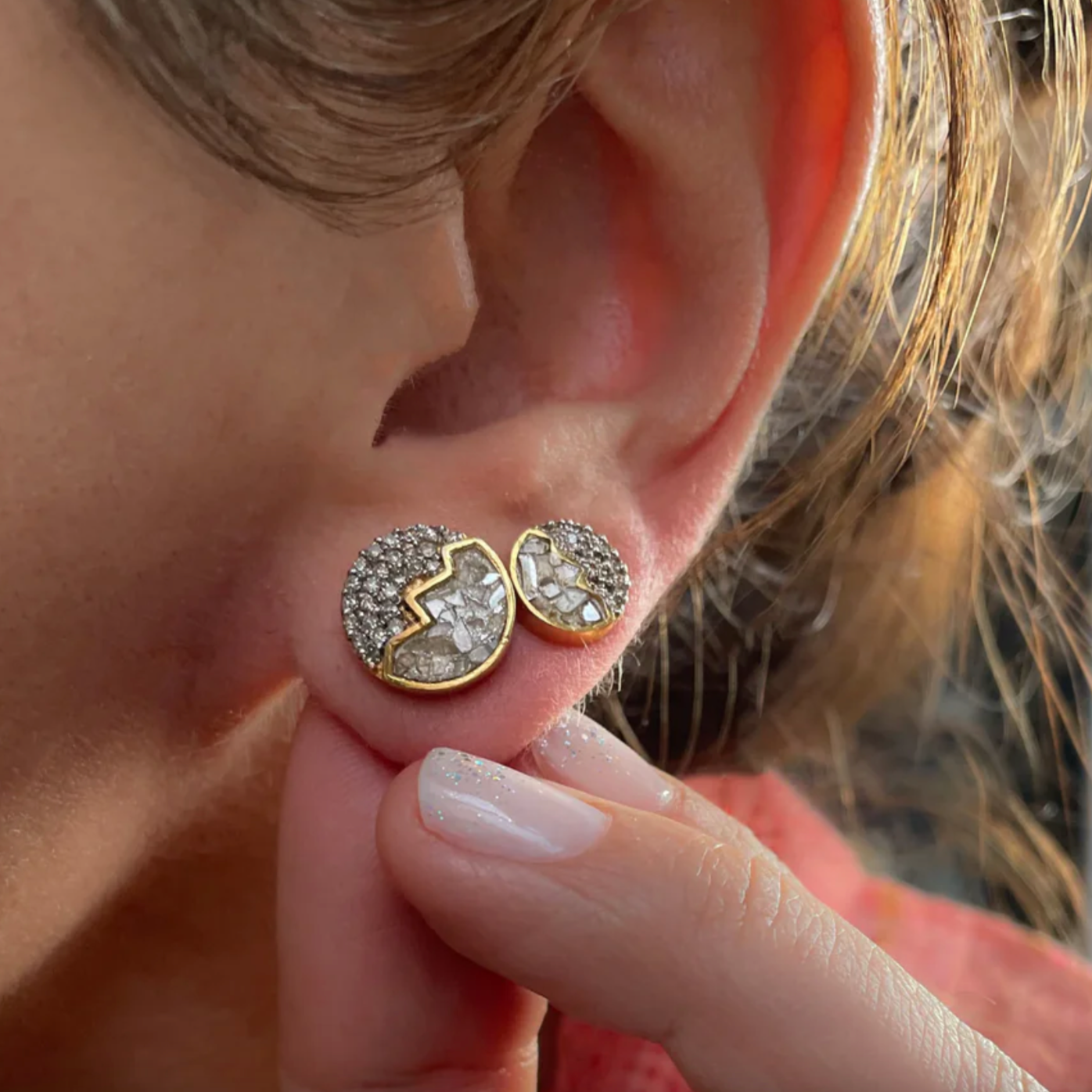 Shana Gulati Raina Studs with Silver Resin - Big Bag NY
