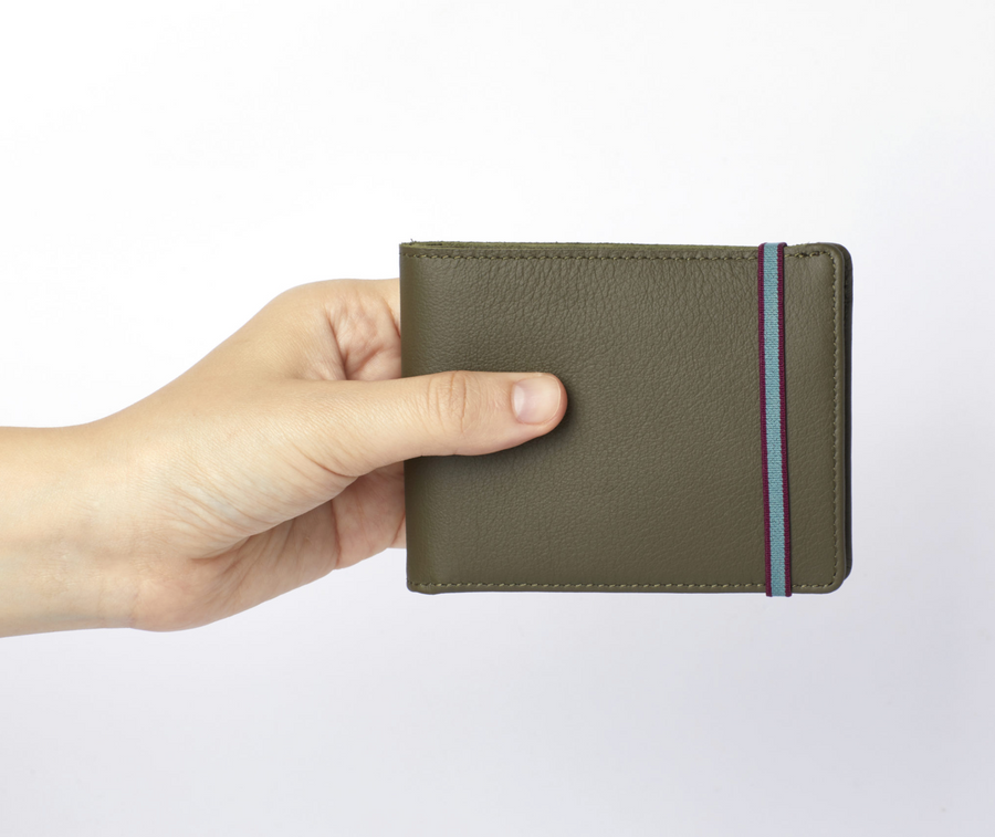 Kaki Minimalist Wallet With Coin Pocket