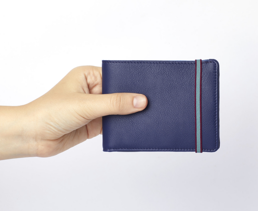 Navy Minimalist Wallet With 8 credit cards