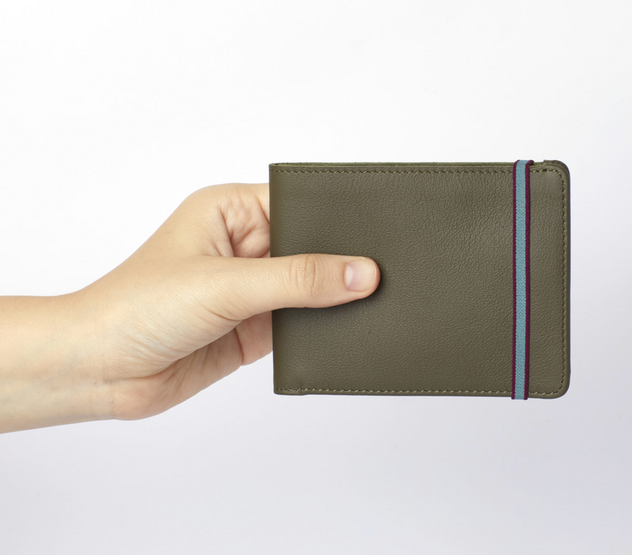 Kaki Minimalist Wallet With 8 credit cards