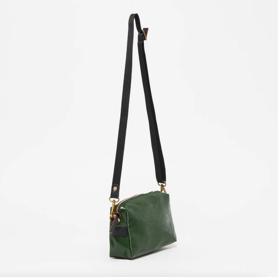 Jack Gomme Mini Shoulder Bag in Coated Linen Cypres Green - Big Bag NY