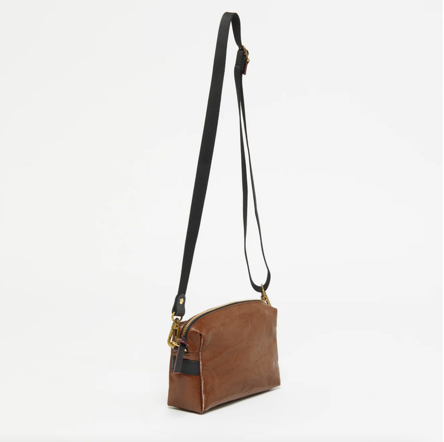 Jack Gomme Mini Shoulder Bag in Coated Linen Toffee Brown - Big Bag NY