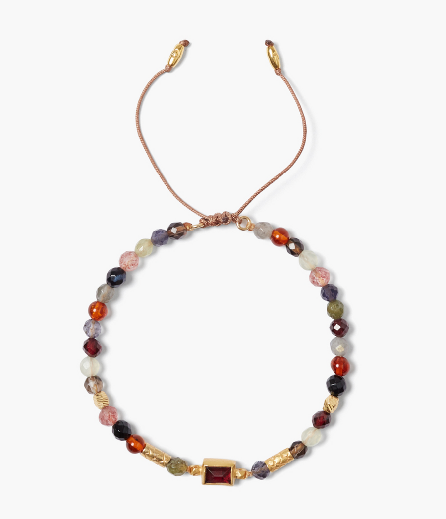 Chan Luu Multi Stone and Garnet Silk String Bracelet