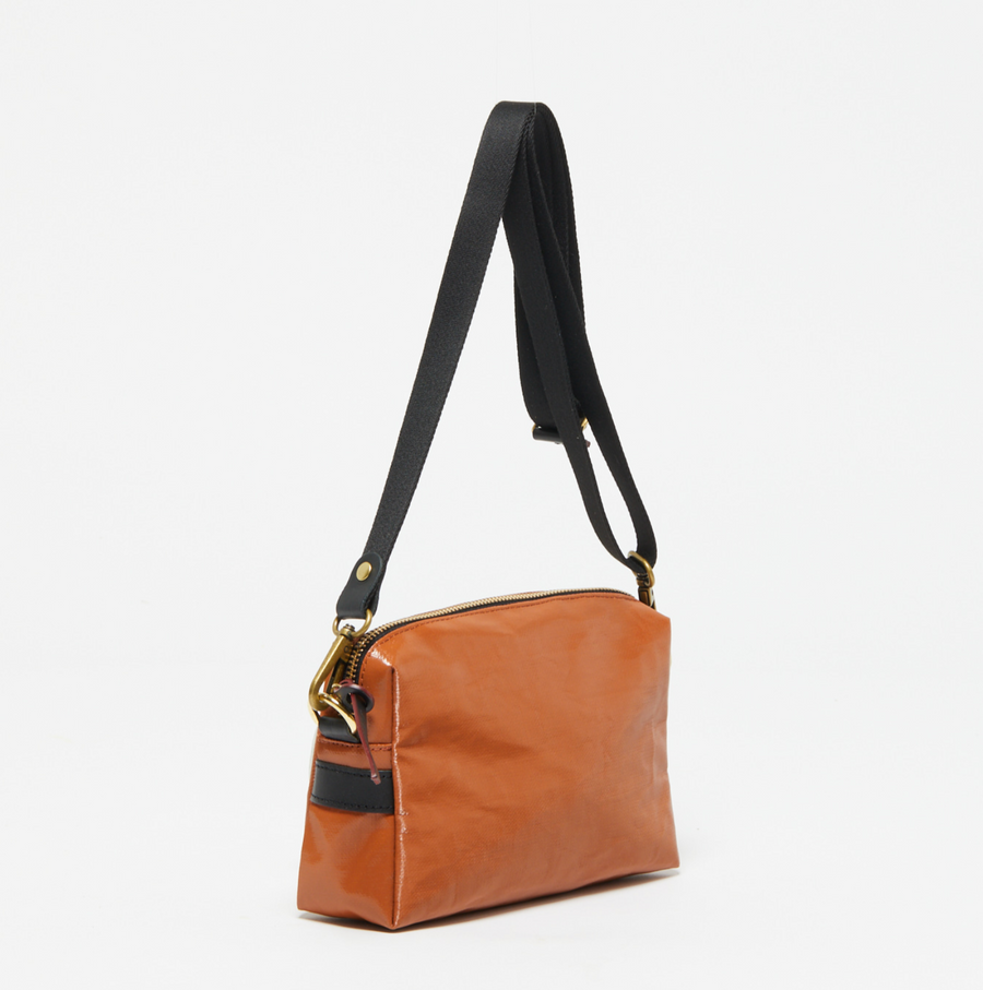Jack Gomme Mini Shoulder Bag in Coated Linen Pecan Orange - Big Bag NY