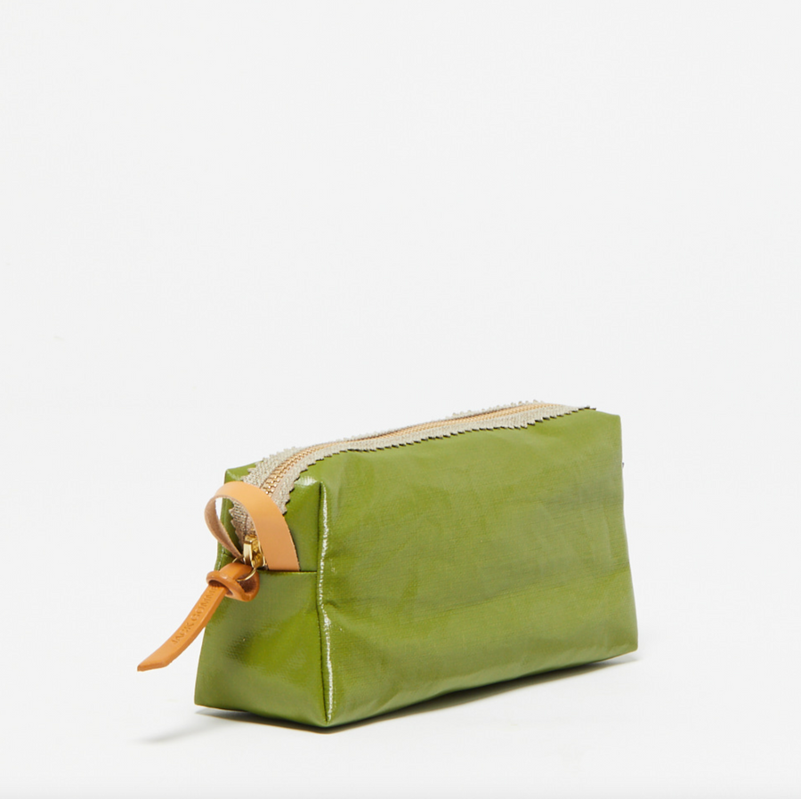 Jack Gomme Atelier Linen BLUSH Cosmetic Pouch Green - Big Bag NY