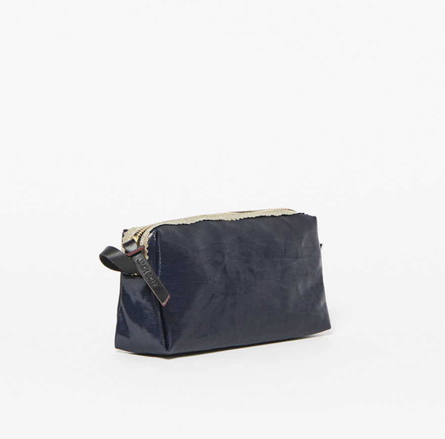 Jack Gomme Atelier Linen BLUSH Cosmetic Pouch Deep Navy - Big Bag NY