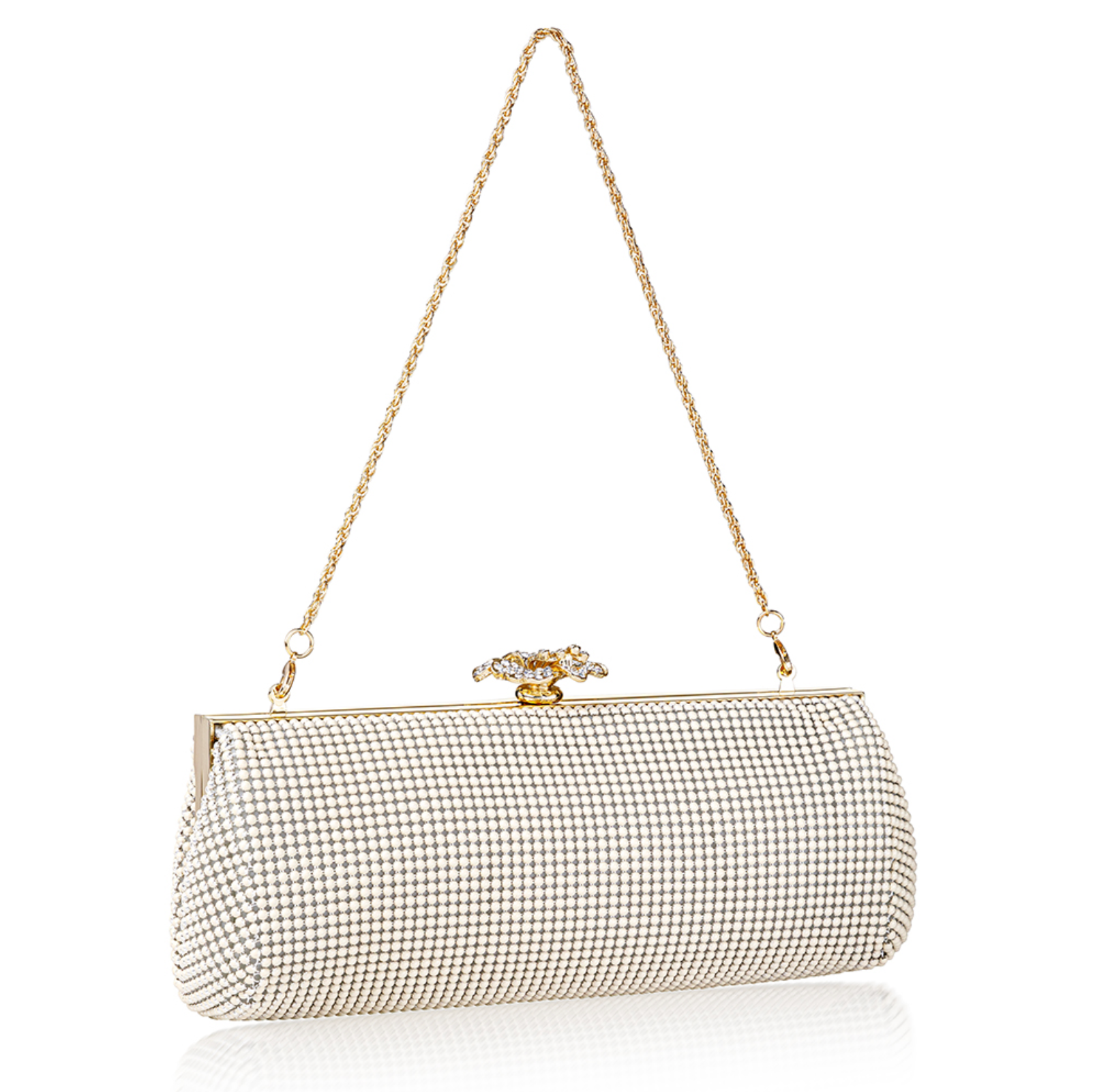 Crystal Flower Clutch Pearl - Big Bag NY