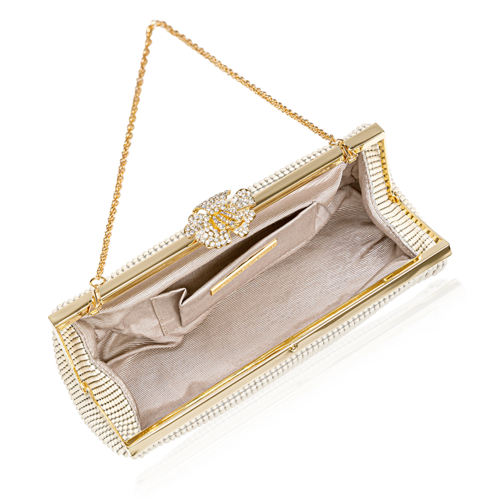 Crystal Flower Clutch Pearl - Big Bag NY