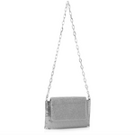 Whiting and Davis Gloria Fold Over Crystal Shoulder Bag Pewter - Big Bag NY