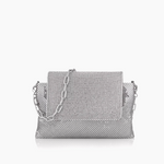 Whiting and Davis Gloria Fold Over Crystal Shoulder Bag Pewter - Big Bag NY