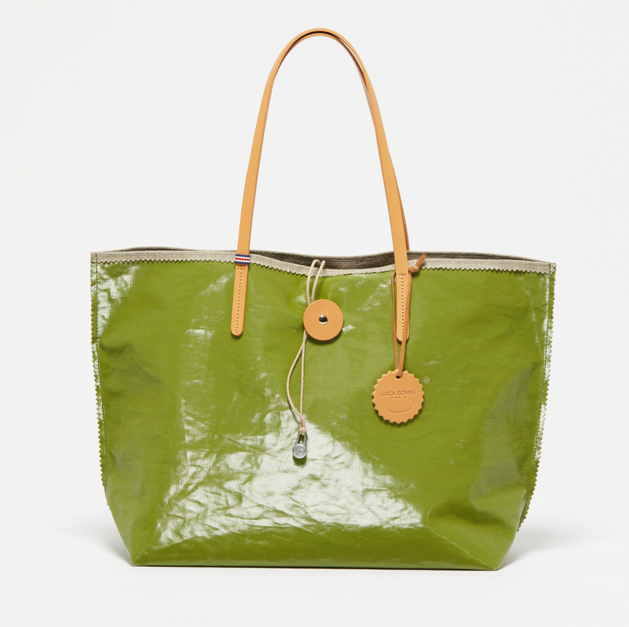 Jack Gomme Linen Bahia Tote in Green - Big Bag NY
