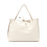 Gianni Chiarini Reversible Patent Leather and Woven Raffia Tote Talco Chalk White - Big Bag NY