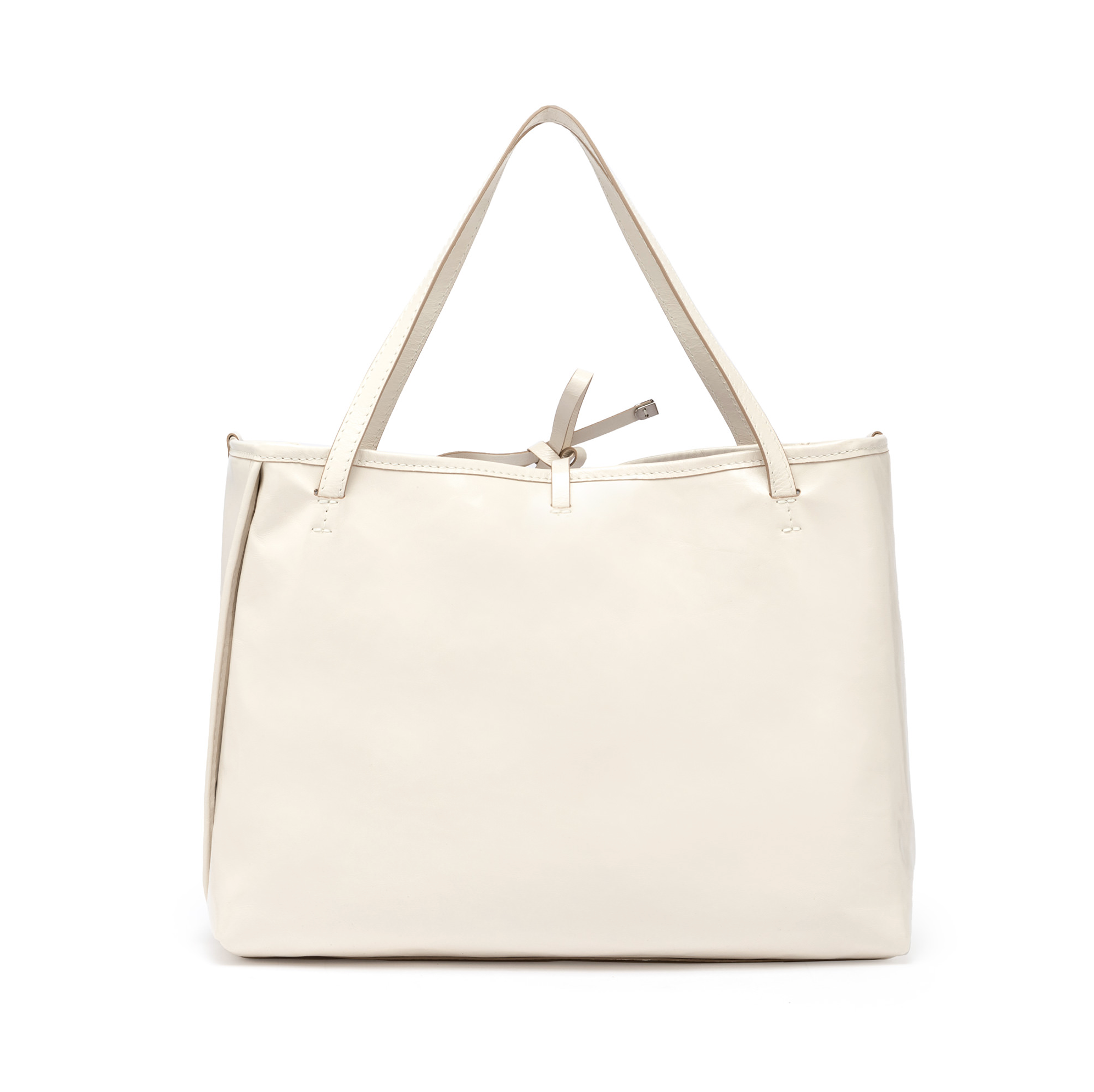 Gianni Chiarini Reversible Patent Leather and Woven Raffia Tote Talco Chalk White - Big Bag NY