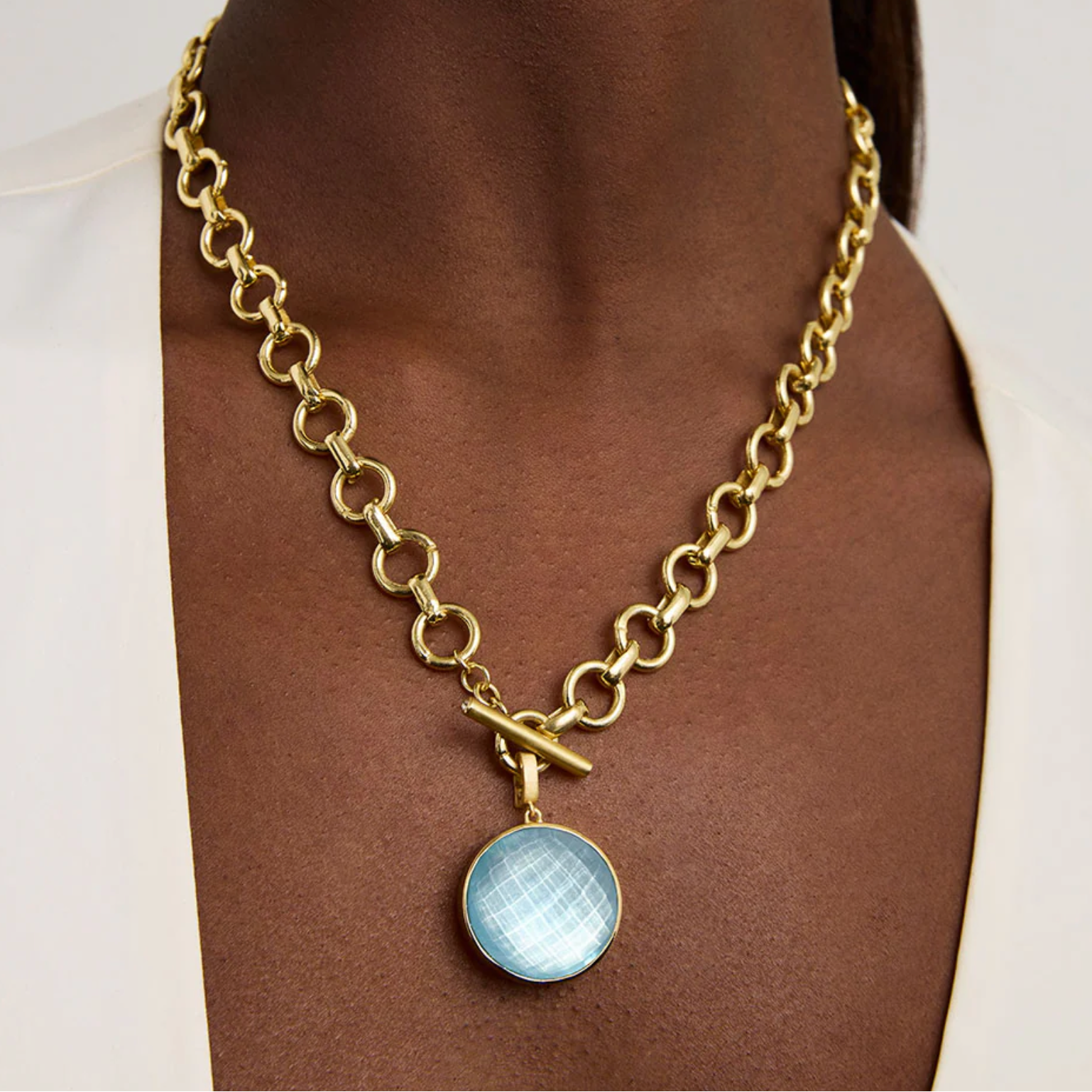 Dean Davidson New Signature Collar Necklace in Iridescent Sky Blue - Big Bag NY