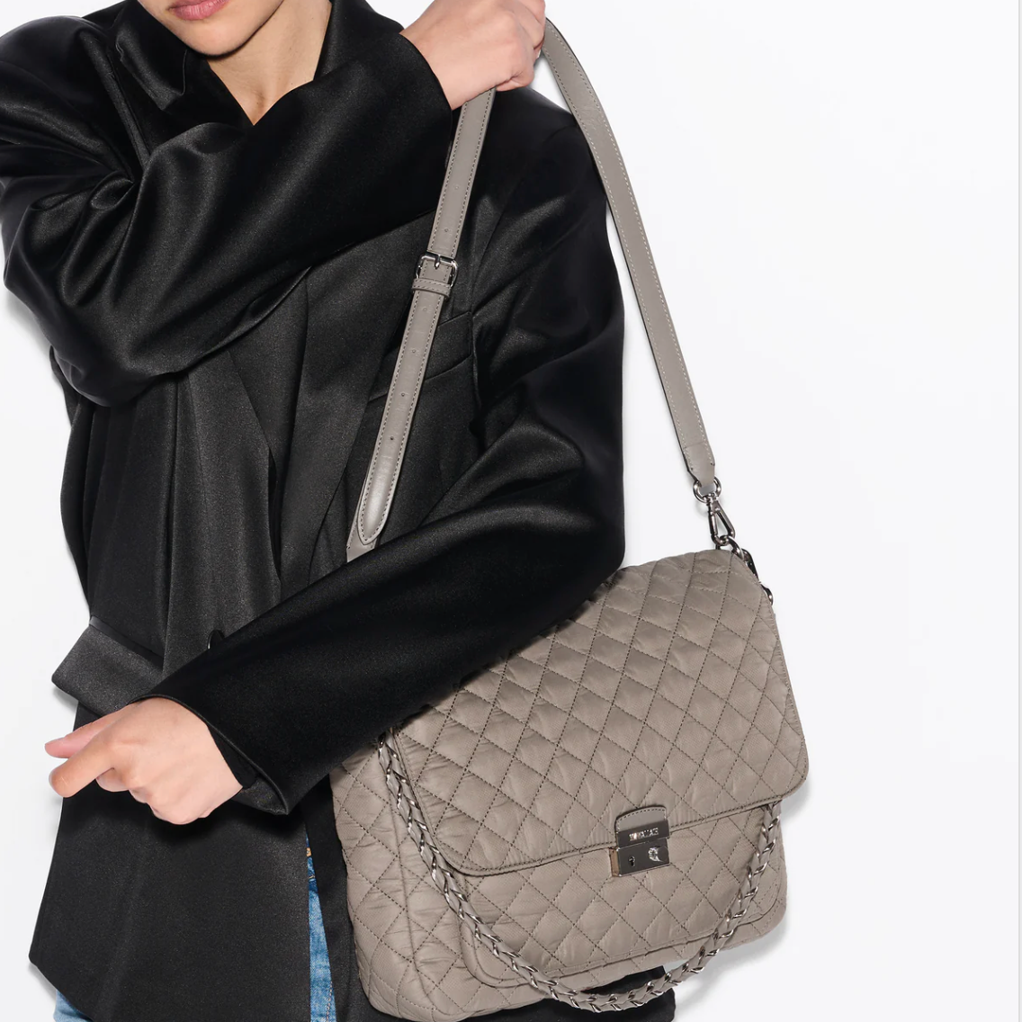 MZ Wallace Large Crosby Lock Crossbody Morning Dove - Big Bag NY