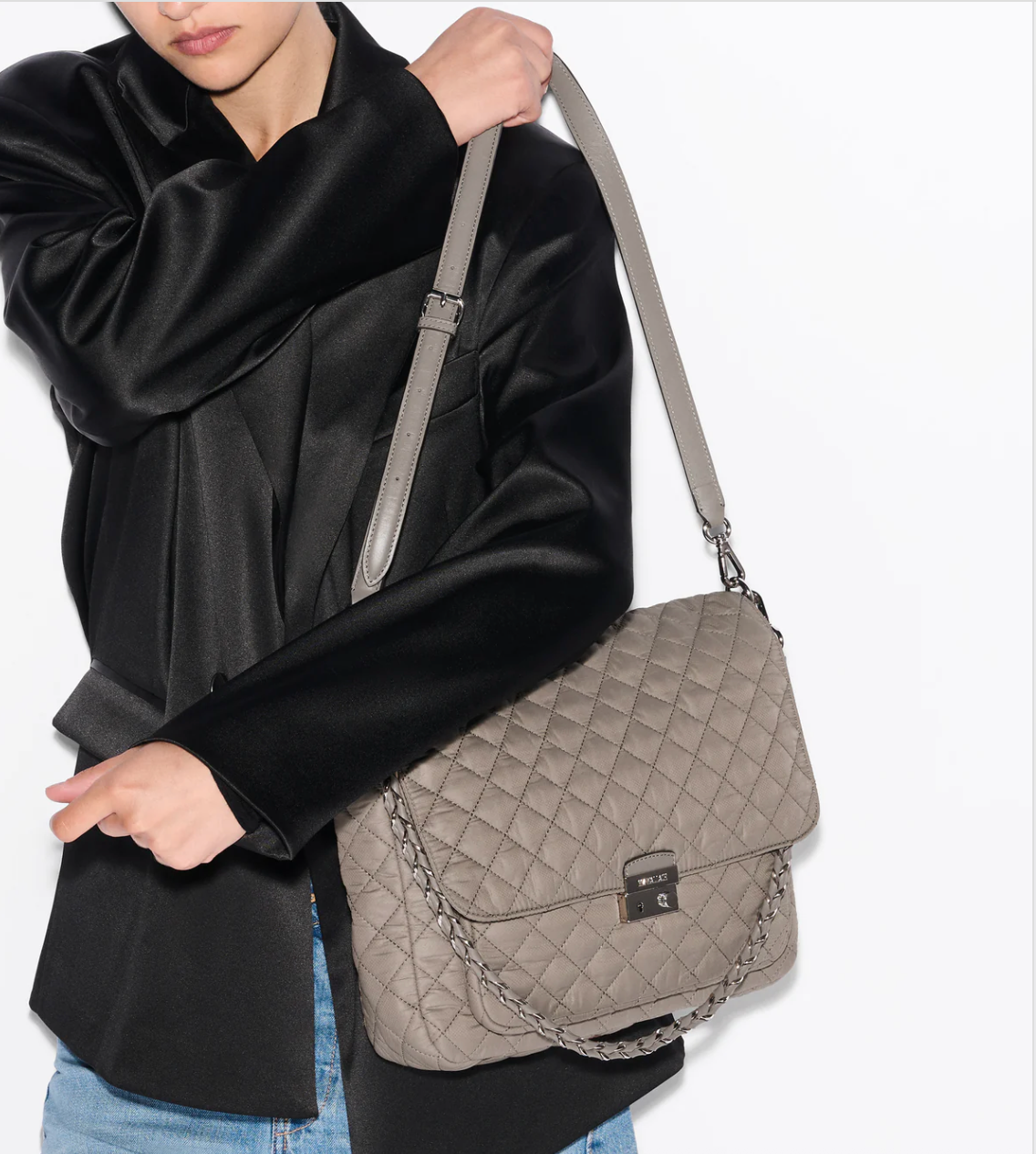 MZ Wallace Large Crosby Lock Crossbody Morning Dove - Big Bag NY