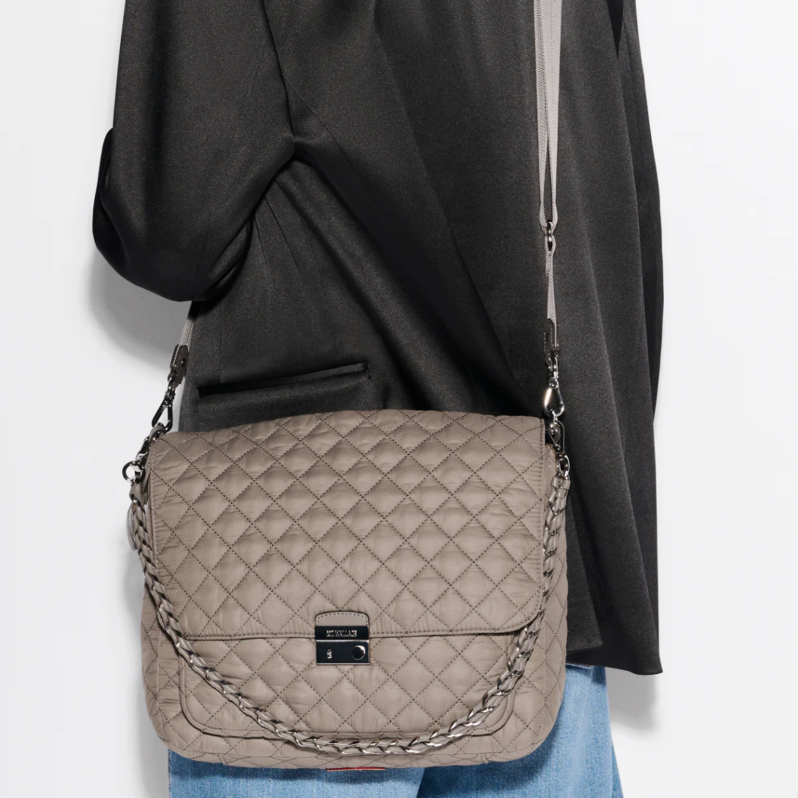 MZ Wallace Large Crosby Lock Crossbody Morning Dove - Big Bag NY