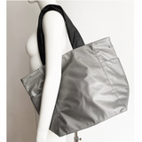 L Bag Zipper Tote in Silver Mesh