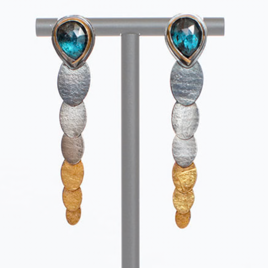 Austin Titus Teal Kyanite Oval Pivot Earrings - Big Bag NY
