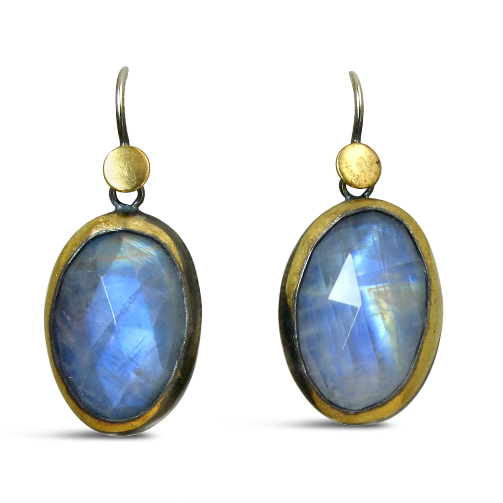 Austin Titus Crescent Rim Dot Moonstone Earrings - Big Bag NY