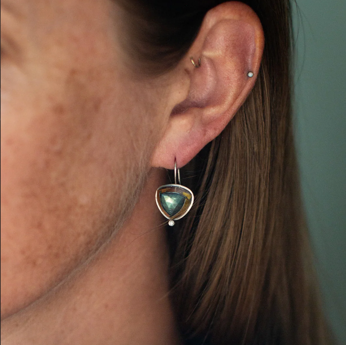 Austin Titus Small TriFold Green Kyanite Drop Earrings - Big Bag NY