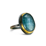 Extra Large Blue Kyanite Crescent Rim Ring