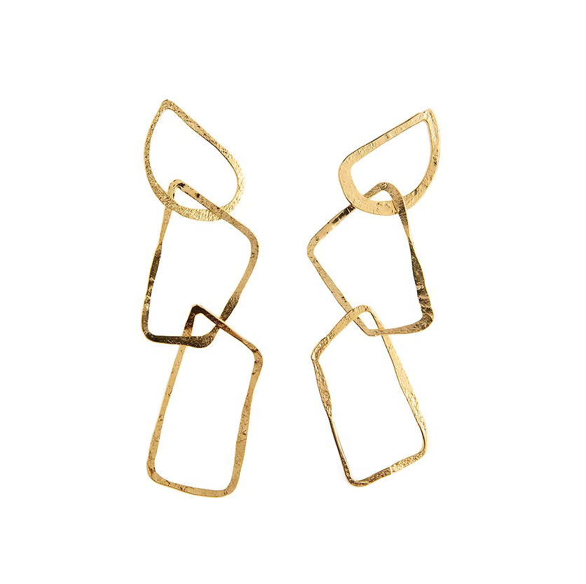 Laure Mory Bijoux Aicha Large Hammered Link Dangle Earrings - Big Bag NY