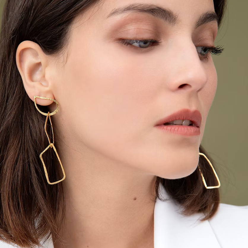 Laure Mory Bijoux Aicha Large Hammered Link Dangle Earrings - Big Bag NY