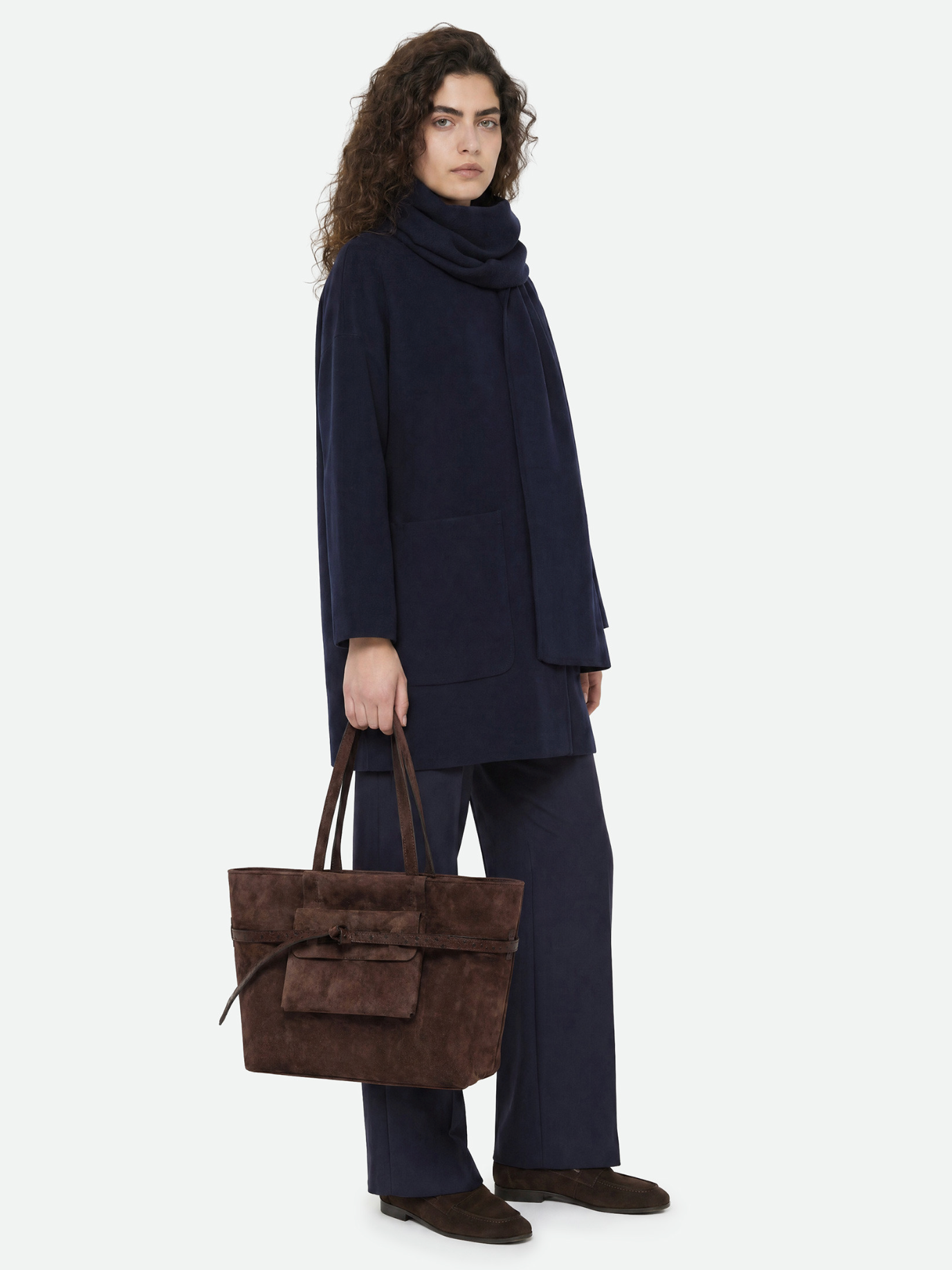 Gianni Chiarini Belty Large Suede Tote in Moka - Big Bag NY