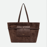 Gianni Chiarini Belty Large Suede Tote in Moka - Big Bag NY