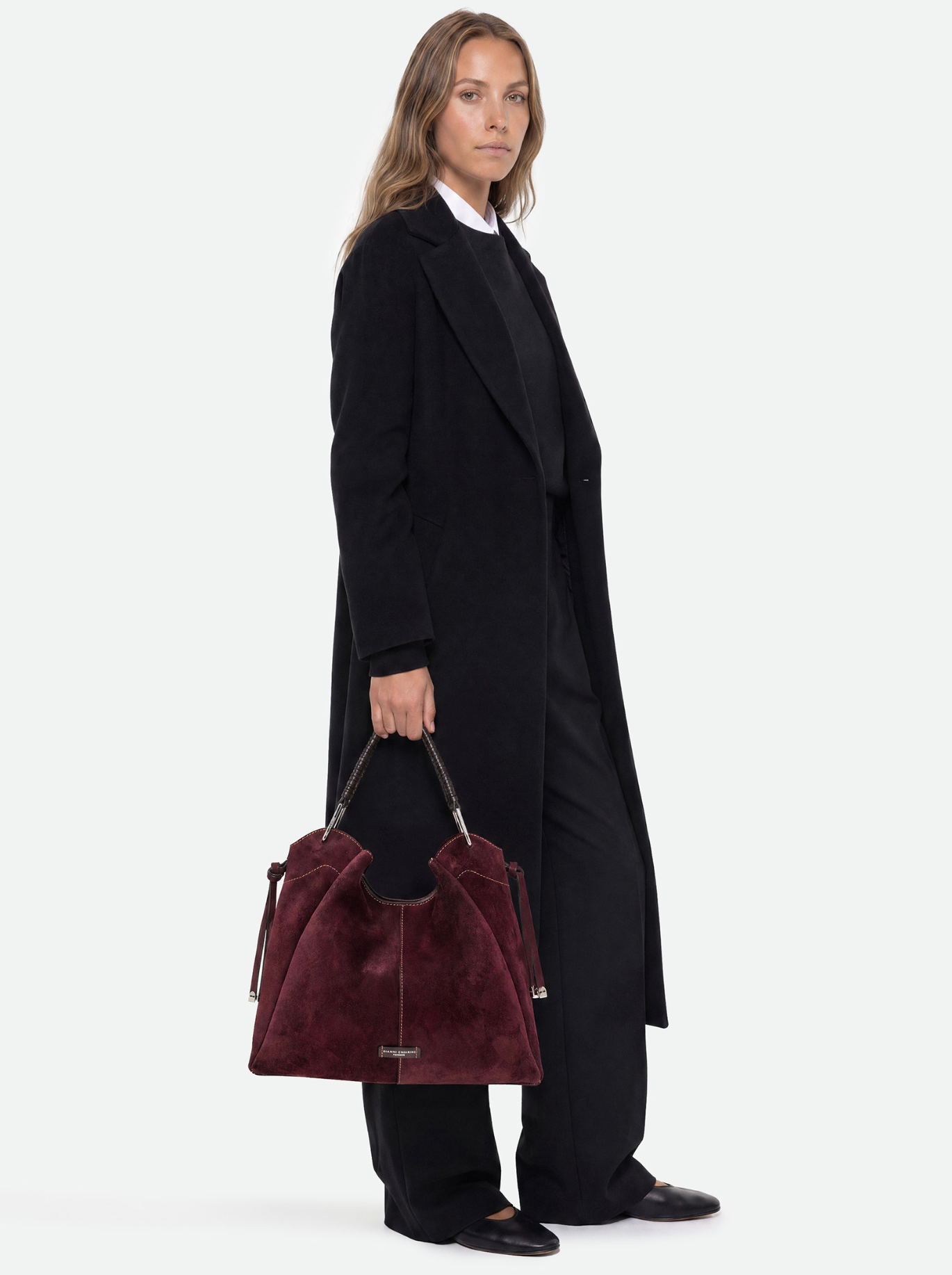 Gianni Chiarini Era Large Suede Tote in Burgundy - Big Bag NY