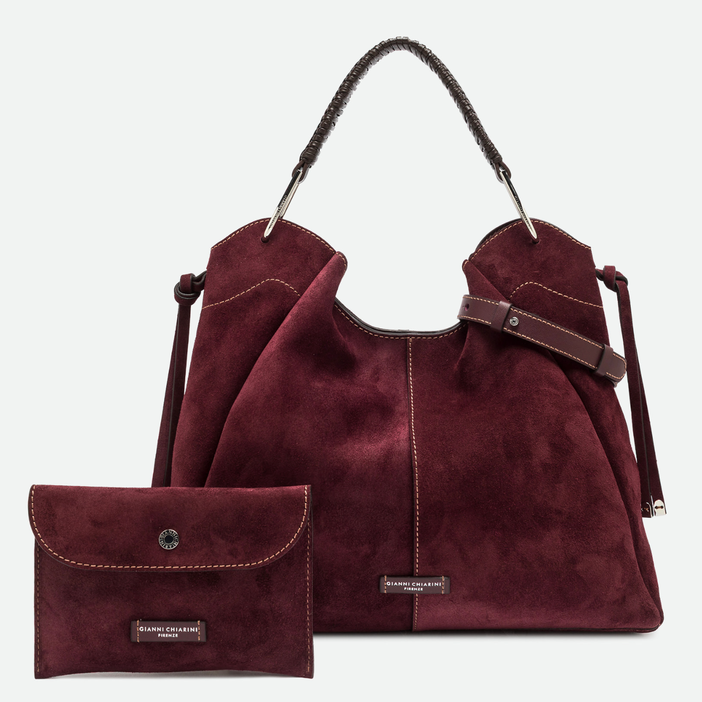 Gianni Chiarini Era Large Suede Tote in Burgundy - Big Bag NY
