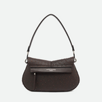 Gianni Chiarini Helena Round Flap Ostrich Print Crossbody in Espresso - Big Bag NY