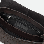 Gianni Chiarini Helena Round Flap Ostrich Print Crossbody in Espresso - Big Bag NY