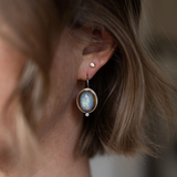 Crescent Rim Dot Earrings Sky Blue Kyanite