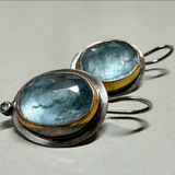 Crescent Rim Dot Earrings Sky Blue Kyanite