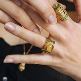JASMINE Citrine and Serpentine Ring
