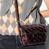 MZ Wallace Small Crosby Lock Crossbody Bordeaux Lacquer - Big Bag NY