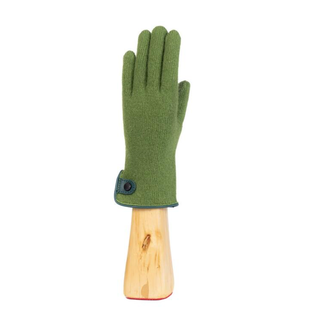 Cashmere Blend Gloves with Leather Trim