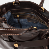 Gianni Chiarini Miranda Brown Top Handle Tote in Espresso - Big Bag NY