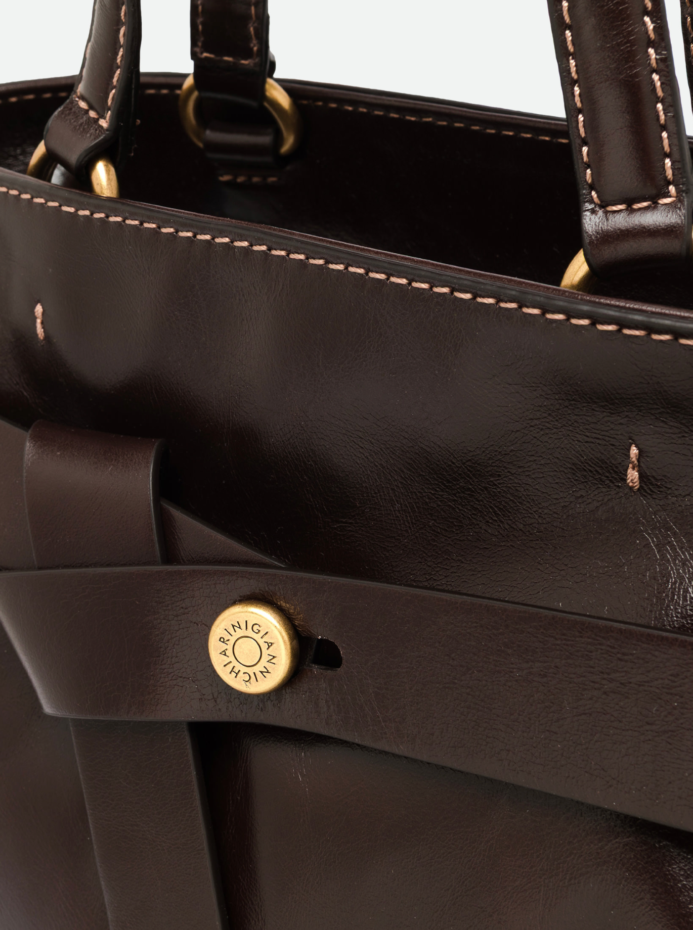 Gianni Chiarini Miranda Brown Top Handle Tote in Espresso - Big Bag NY