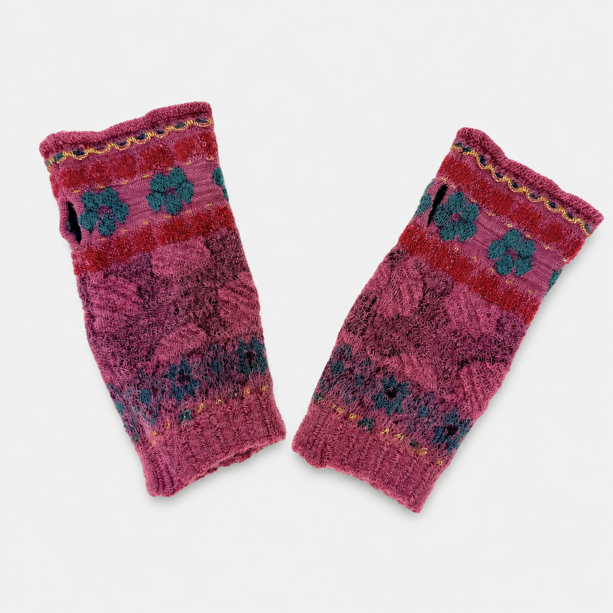 Short Fingerless Wool Glove in Dark Pink - Big Bag NY